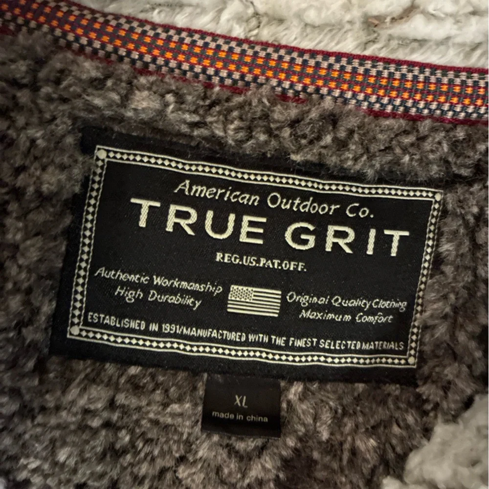 True Grit Men's Heather Brown Quarter-Zip Sweater with Sherpa Collar - Picture 2 of 5
